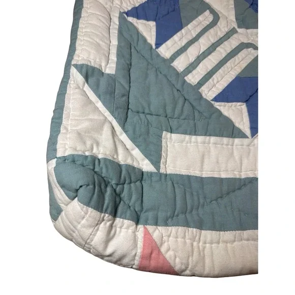 Pierson's cottagecore Vintage Quilt Tote Bag Patchwork Star Pastel Blue Pink - Picture 3 of 7